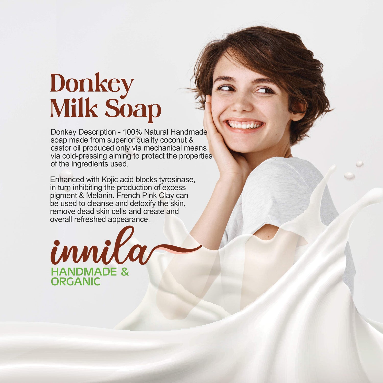 Innila Handmade Donkey Milk Anti-Aging & Skin Brightening Bath Soap For Men, Kids & Women - Combo Offers - 100GM