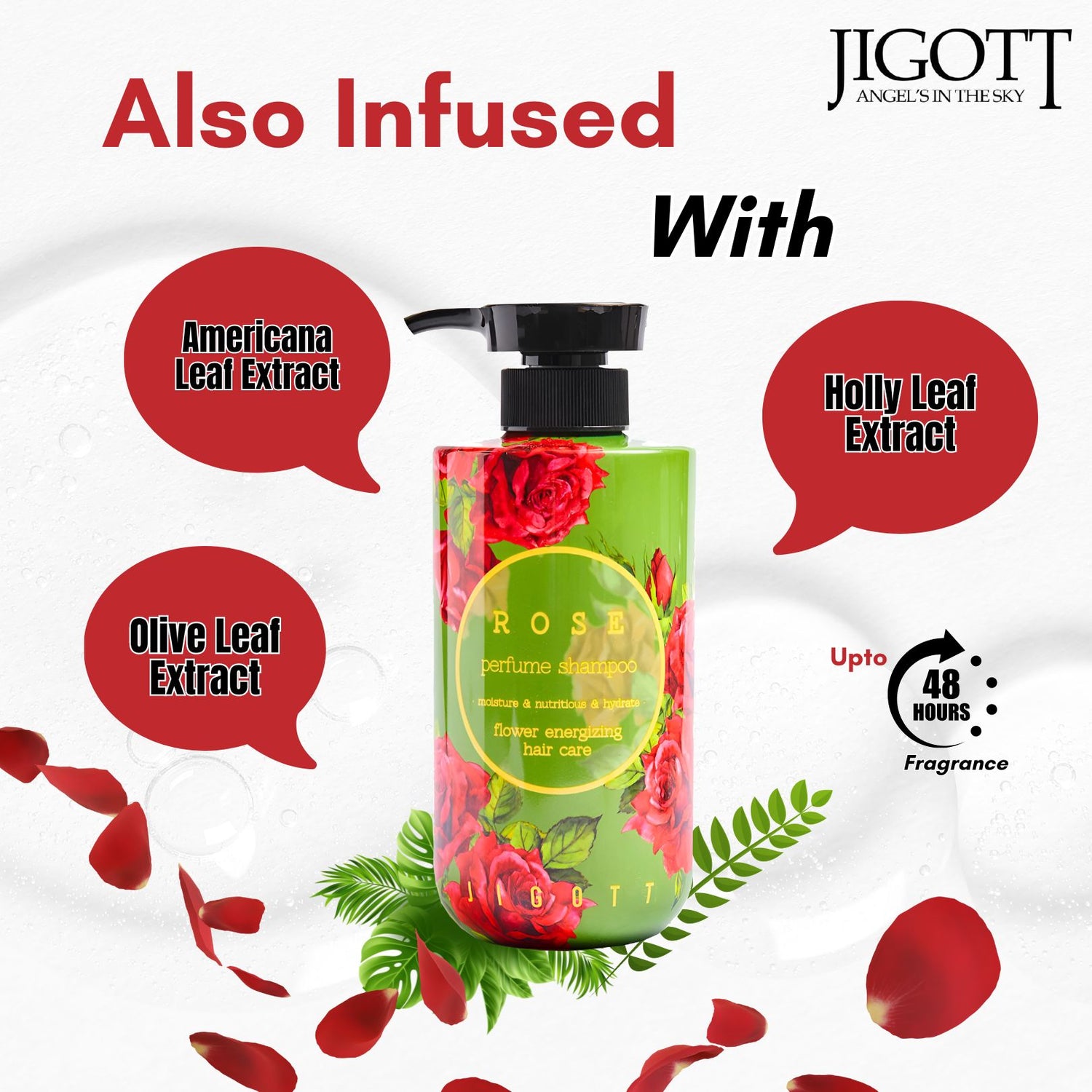 JIGOTT Rose Perfume Anti-Hairfall Shampoo - Nourishing, Moisturizing, Protein-Infused for Healthy Hair & Scalp - 500ml - For Men & Women [Made In Korea]