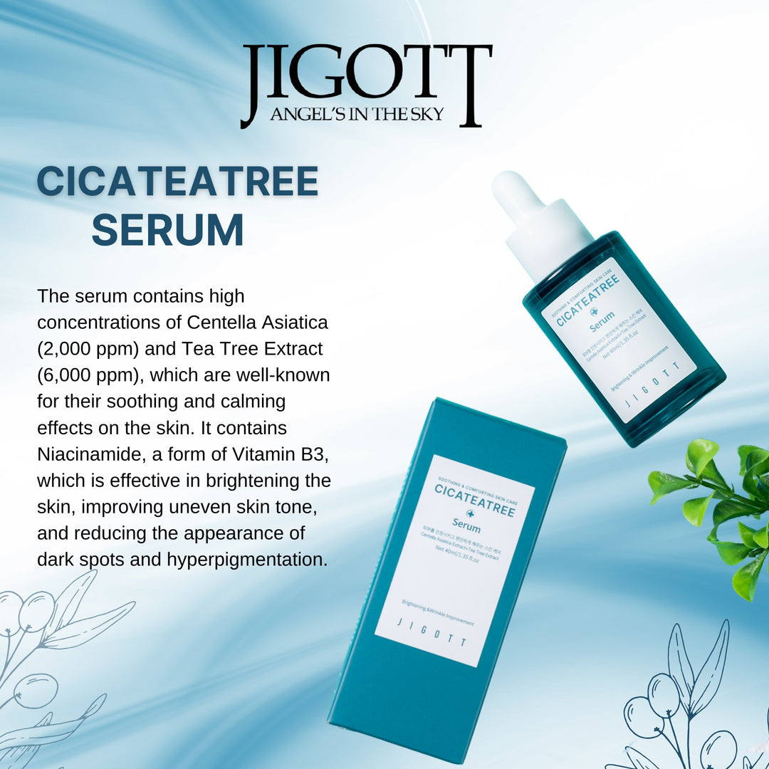 JIGOTT Cica Tea Tree & Adenosine Face Serum For Skin Brightening, Wrinkle Lift & Firming - 40ml - For Men & Women [Made In Korea]