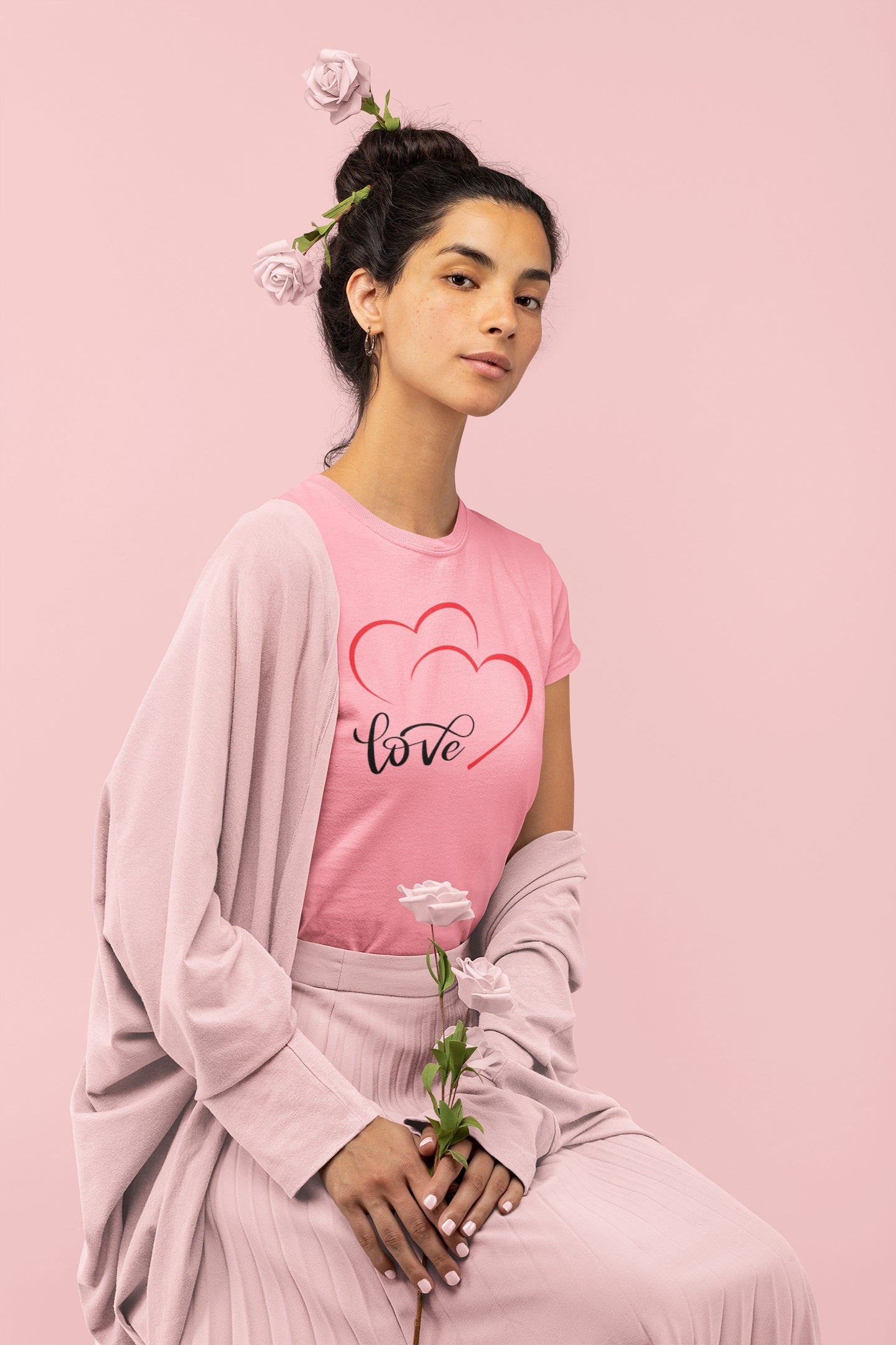 Expanse 100% Premium Combed Cotton Women love Round Neck Tee/T-shirts - Love