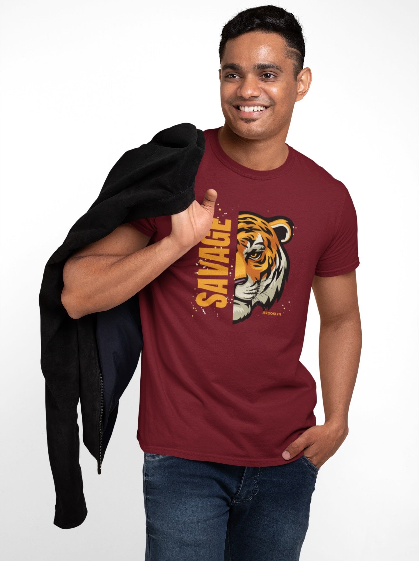 Expanse 100% Premium Combed Cotton Men Round Neck Tee/T-shirts - Tiger