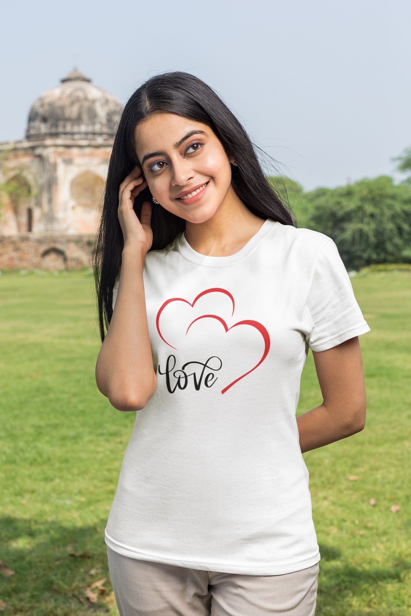 Expanse 100% Premium Combed Cotton Women love Round Neck Tee/T-shirts - Love