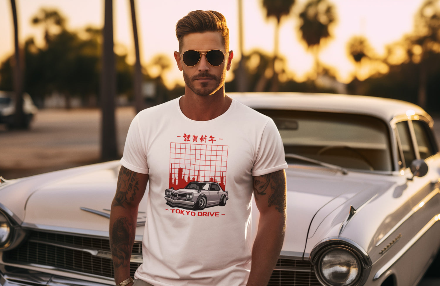 Expanse 100% Premium Combed Cotton Men Round Neck Tee/T-shirts - Tokyo Drive